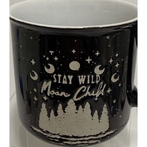 Market Finds "Stay Wild Moon Child" Black Ceramic Coffee Mug Forest Stars